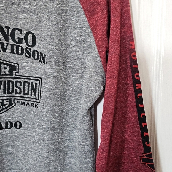 Harley Davidson Durango V-Neck Raglan T-shirt Red/Grey Moto New Medium Logo - Picture 10 of 12